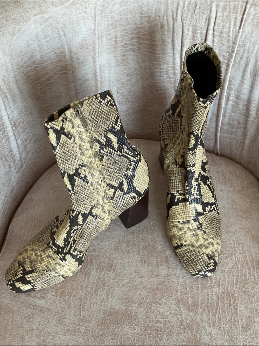 Loeffler Randall Womens Snake-Print Ankle Booties